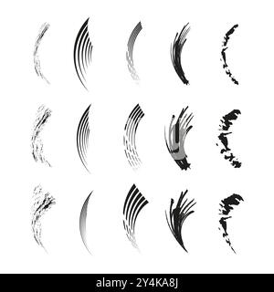 Abstract curved lines. Grunge and geometric shapes. Dynamic stroke patterns. Black and white vector. Stock Vector
