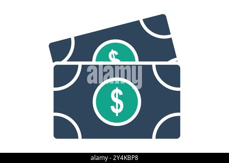 Cash icon. solid icon style. paper money dollar. icon related to bill and payment. business elements vector illustration Stock Vector