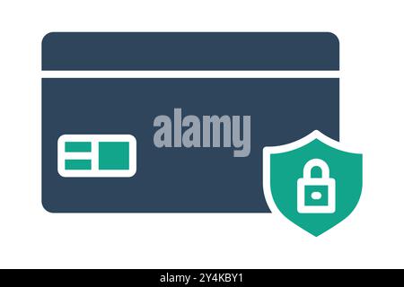 Secure payment icon. solid icon style. credit card with shield. icon related to bill and payment. business elements vector illustration Stock Vector