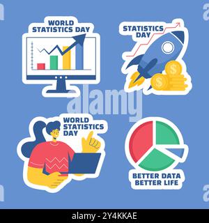 Statistics Day Label Flat Cartoon Hand Drawn Templates Background Illustration Stock Vector