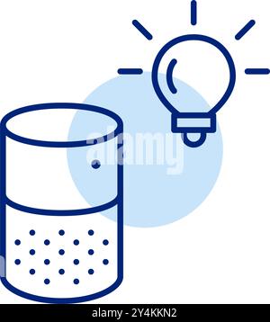 Smart speaker and light bulb. Technology inspired creativity. Virtual assistance innovation. Pixel perfect, editable stroke vector icon Stock Vector