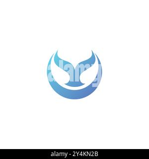 Moon Whale Logo vector. whale tail logo design Stock Vector