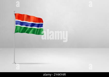 Gambia flag, 3D illustration, isolated on white concrete wall background Stock Photo