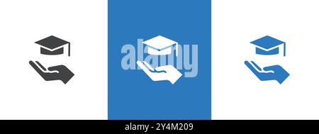 Accessible or free education icon outline collection in black and on white background Stock Vector