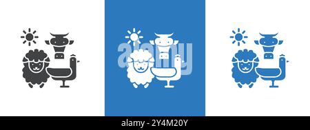 Animal husbandry icon outline collection in black and on white background Stock Vector