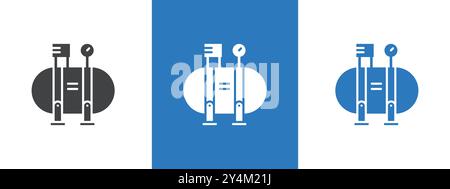 Air compressor pump icon outline collection in black and on white background Stock Vector