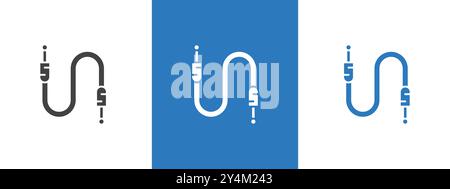 AUX cable icon outline collection in black and on white background Stock Vector