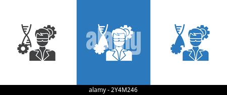 Biomedical engineer icon outline collection in black and on white background Stock Vector