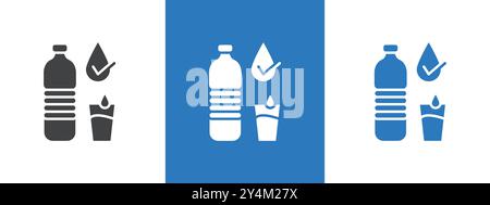 Drinking enough water icon outline collection in black and on white background Stock Vector