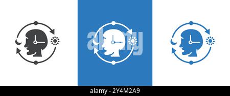 Circadian rhythms icon outline collection in black and on white background Stock Vector