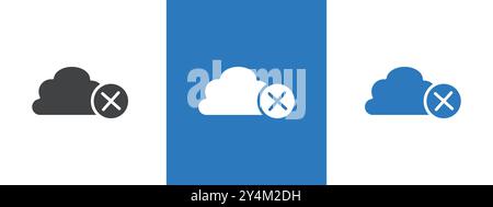 cloud sync disable icon outline collection in black and on white background Stock Vector