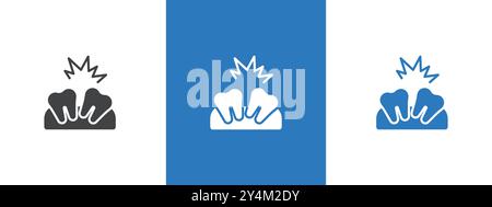 Crooked teeth icon outline collection in black and on white background Stock Vector