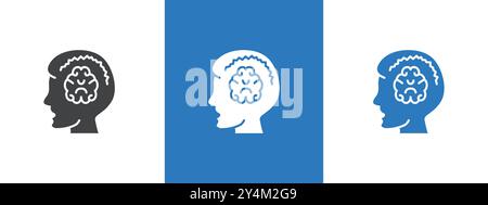 Epilepsy icon outline collection in black and on white background Stock Vector