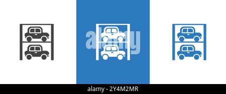 Multi Storey Parking icon outline collection in black and on white background Stock Vector