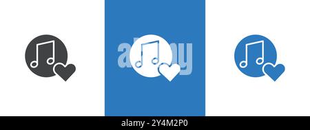 Heard heart note icon outline collection in black and on white background Stock Vector