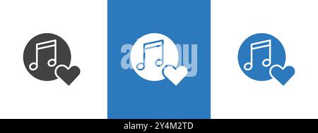 Heard heart note icon outline collection in black and on white background Stock Vector