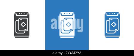 Mobile casino icon outline collection in black and on white background Stock Vector