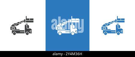 rescue truck basket icon outline collection in black and on white background Stock Vector