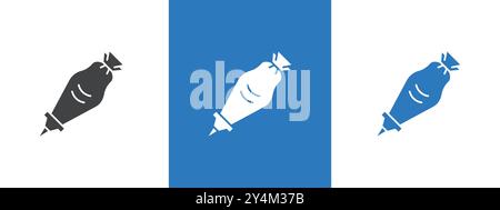 Pastry bag icon outline collection in black and on white background Stock Vector