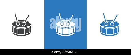 Snare Drum icon outline collection in black and on white background Stock Vector