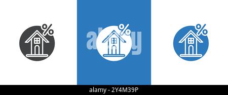 Rate for mortgage icon outline collection in black and on white background Stock Vector