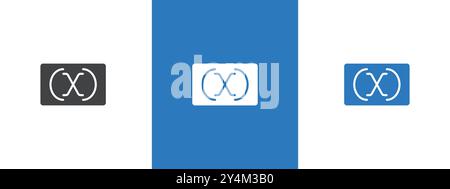 Variable symbol icon outline collection in black and on white background Stock Vector