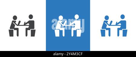 psychologist and patient icon outline collection in black and on white background Stock Vector