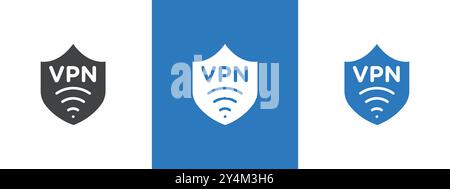 VPN icon outline collection in black and on white background Stock Vector