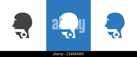 Swallowing reflex icon outline collection in black and on white background Stock Vector