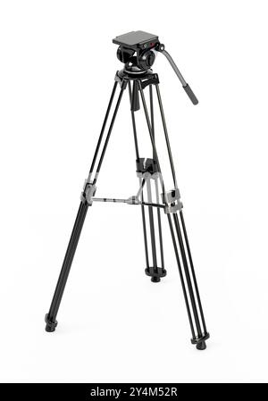 Professional camera tripod isolated on white background. 3D illustration Stock Photo