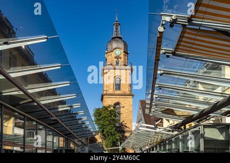 Der Hafenmarktturm Heilbronn, Baden-Württemberg, Deutschland  |  Hafenmarktturm tower in Heilbronn, Baden-Württemberg, Germany Stock Photo