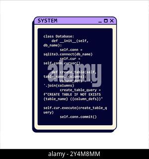 Old system message in purple color with code. Stock Vector