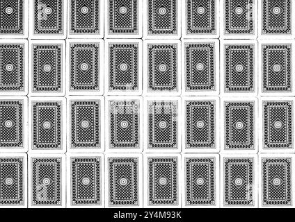 Vintage playing card backs laid side by side to create a pattern. Stock Photo