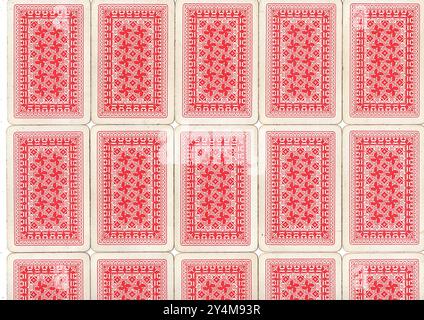 Vintage playing card backs laid side by side to create a pattern. Stock Photo