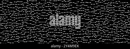 Abstract bw seamless pattern of white Morse code points and dashes on black bg. Simple irregular geometry background. Vector illustration Stock Vector