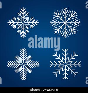 Set of 4 Snowflake symbol, icon, logo for design Christmas vector, illustration element collection Stock Vector