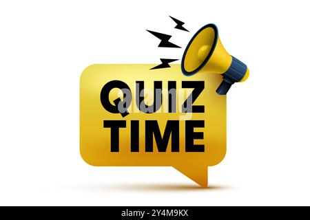 Time quiz massage, megaphone label text. Vector Stock Vector