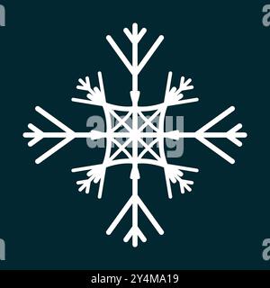 white and soft snowflake winter on black isolated, icon silhouette on white background Stock Vector
