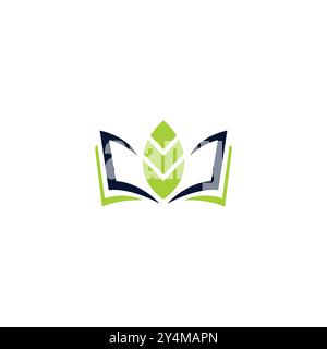 Nature Leaf Book Logo Design Stock Vector