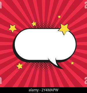 Classic and vintage colorful retro comic speech bubble on halftone red background design. Spacing bubble for Summer Sale and discount concept banner Stock Vector