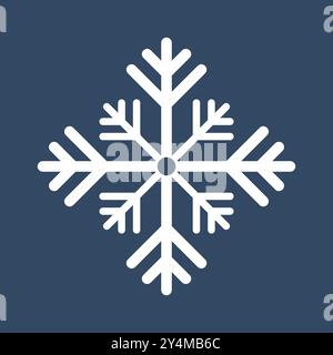 A soft snowflake for sping and winter concept. A white snowflake on isolated dark blue background Stock Vector