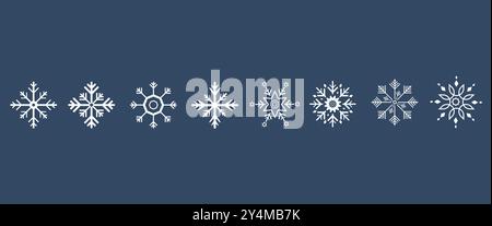soft snow for sping and winter concept templates and Group of four Vector snowflakes, white snow flakes on isolated background Stock Vector