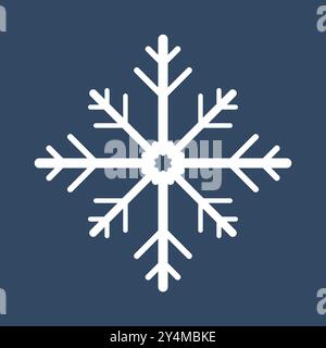 A white snowflake on isolated dark blue background, A soft snowflake for sping and winter concept Stock Vector