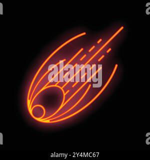 Bright neon comet is flying through space leaving a trail Stock Vector