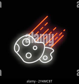 Neon asteroid leaving a fiery trail while flying through the vast expanse of space Stock Vector