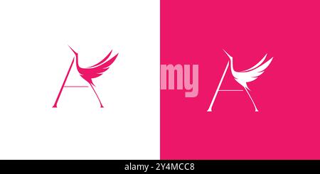 The stork logo design with the initials A is unique and modern Stock Vector