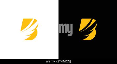The bird wing B logo design is unique and modern Stock Vector
