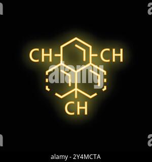 Glowing neon sign representing the chemical formula of cycloalkanes, a type of organic compound Stock Vector