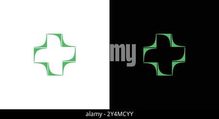 Unique and modern plus health logo design Stock Vector