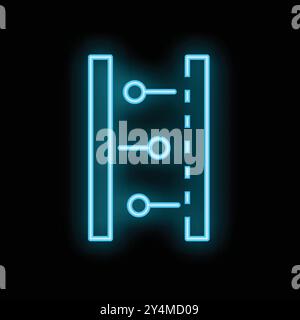Blue glowing neon line icon illustrating a routing diagram, representing a concept in computer networking Stock Vector